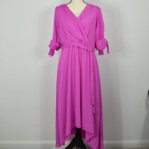 DKNY TIE SLEEVE FAUX WRAP DRESS